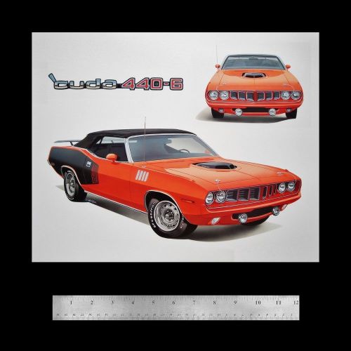 Cuda barracuda shaker hood plymouth: 1970 1971 440+6 426 hemi - poster art print