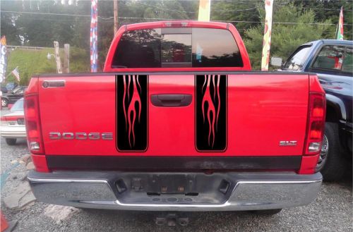 Flamed universal fit truck hood and tailgate stripes decal kit -choice of colors