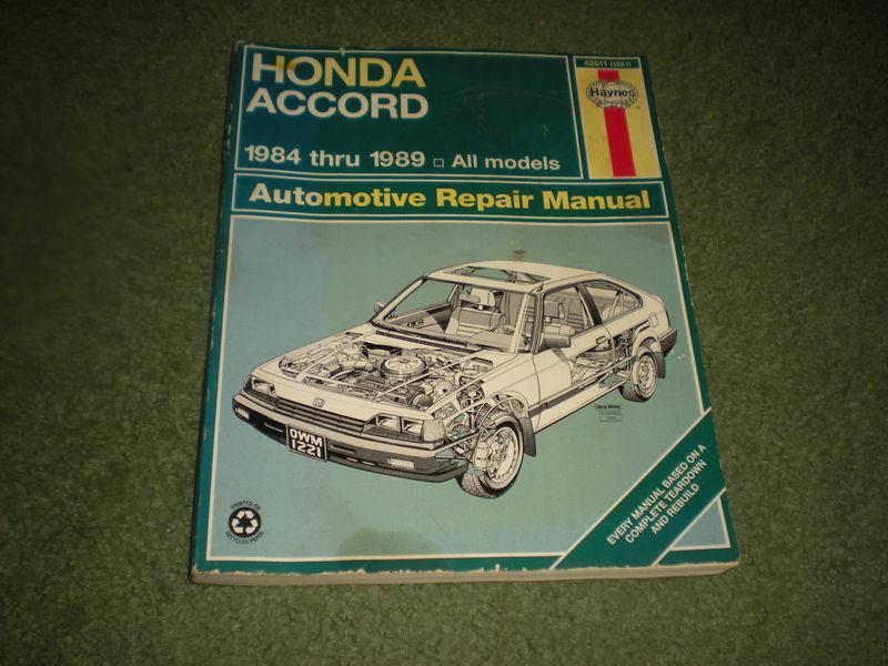 Honda accord>1984 thru 1989 >all models>vintage>haynes repair manual. vintage