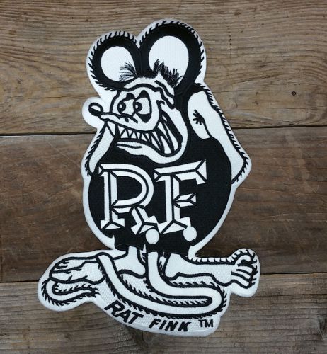 Large rat fink iron on jacket patch 12" hot rod custom gasser vtg style ed roth