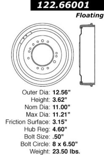 Centric parts 123.66001 brake drum- front