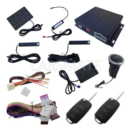 Pke car alarm system with shock sensor with push button start password keyboard