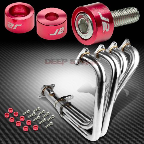 J2 for 94-01 dc2 exhaust manifold 4-1 race header+red washer cup bolts