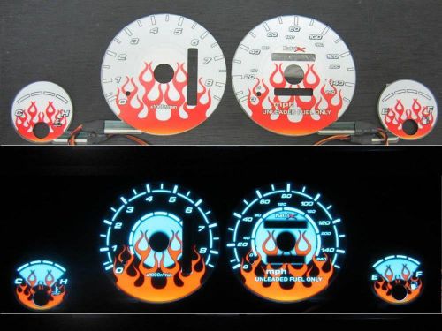 94-01 acura integra ls/rs automatic at flame white face reverse glow gauges