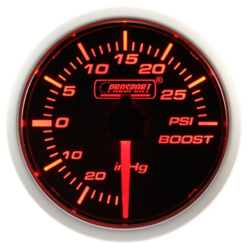 Prosport 52mm amber red &amp; white led smoke face mechanical turbo boost gauge psi