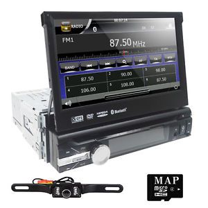 Free rear camera+map+gps navi 7"inch single 1 din car stereo dvd player mp3 cd b