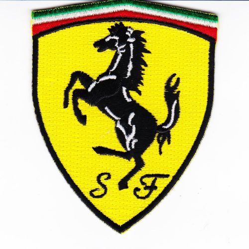 FERRARI SHIELD SEW/IRON ON PATCH EMBLEM BADGE EMBROIDERED ITALY CAR, US $5.99, image 1