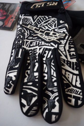 Jettribe rs-15 race black &amp; white logo and bone design gloves size 2xl