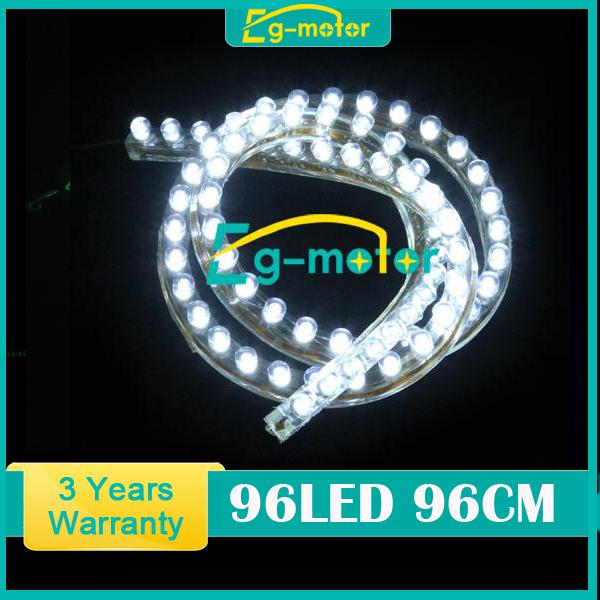 96cm white 96-led diy strip car auto flexible grill waterproof light lamp dc 12v
