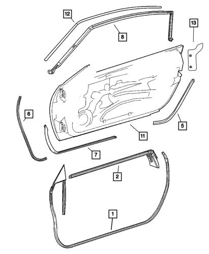 Genuine Mopar Door Glass Weatherstrip Right 5174506AA, US $123.61, image 3