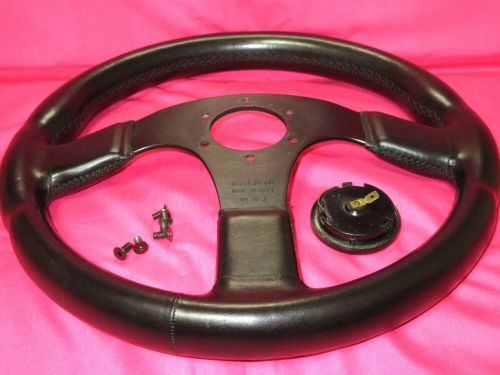 italvolanti IMOLA 35cm Black Leather and Spoke Steering Wheel Horn Button, US $279.00, image 4