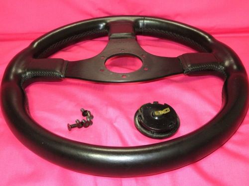 italvolanti IMOLA 35cm Black Leather and Spoke Steering Wheel Horn Button, US $279.00, image 5