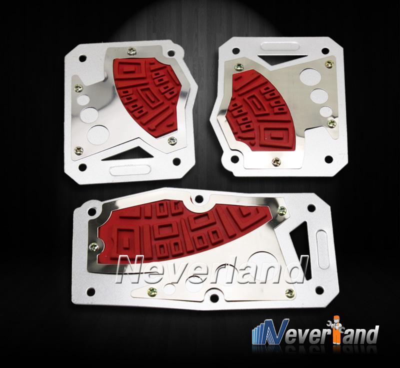 Red universal car pedal cover kit pad foot brake gas pedals manual model mt