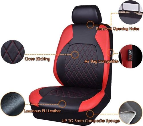 For Toyota Car Seat Covers Front Rear 5-Seats Protector PU Leather Full Set, US $43.99, image 2