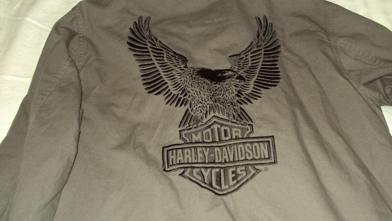 Harley davidson Eagle Jacket zipper snap front olive khaki RARE! , US $69.99, image 6