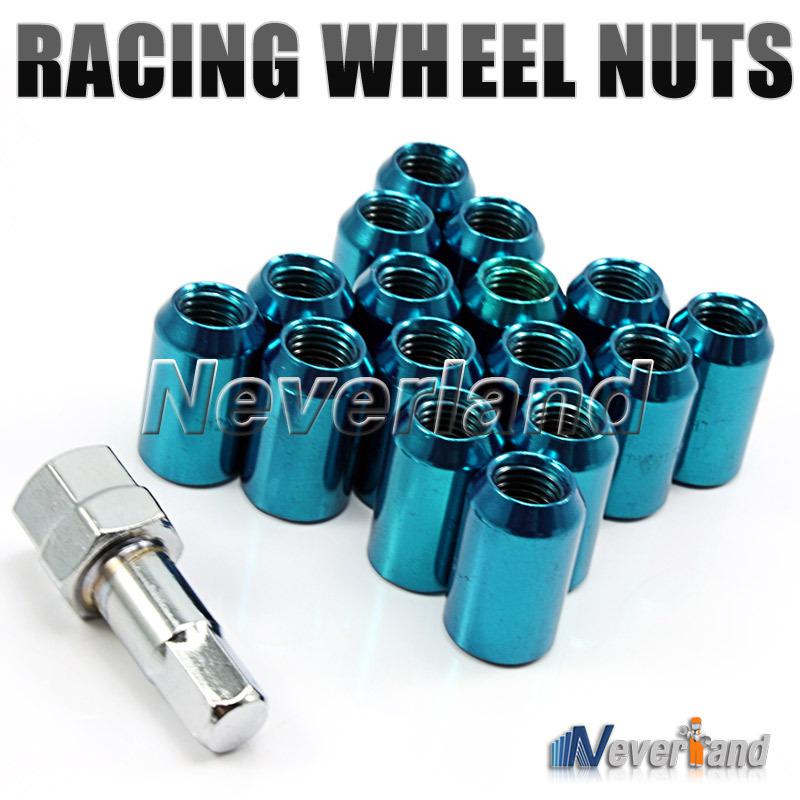 Auto car 16 pcs racing alloy wheel lug nut nuts kit sets 12 x 1.5 screw blue