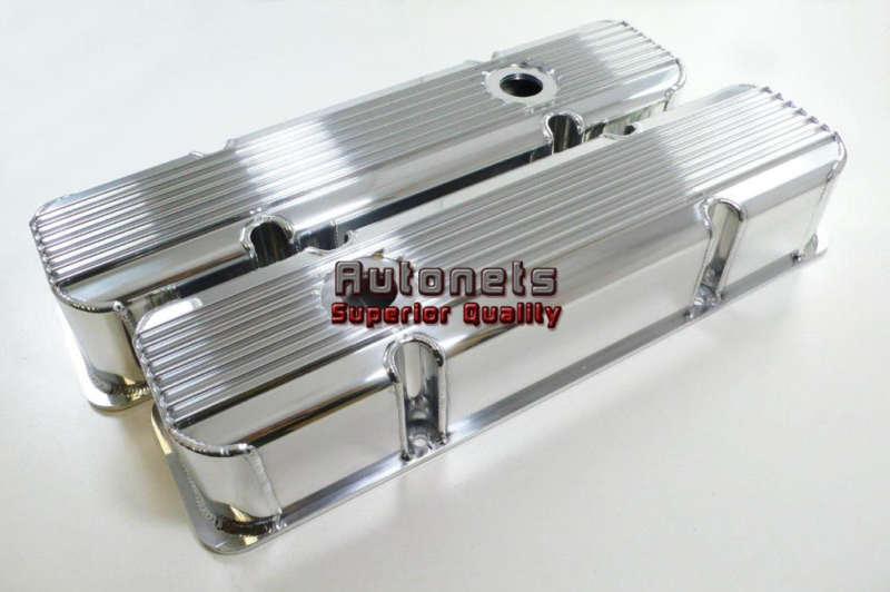 Sbc polished fabricated finned aluminum v8 283-350 valve cover small block 58-86