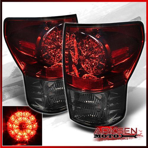 07-13 tundra jdm red/smoked led perform tail lights rear brake smoke lamps pair