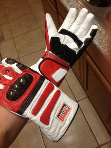 New flatout racewear leather kevlar motorcycle gloves medium