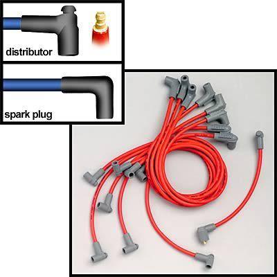 Msd spark plug wires spiral core 8.5mm red 90 deg boots chevy small block v8 set