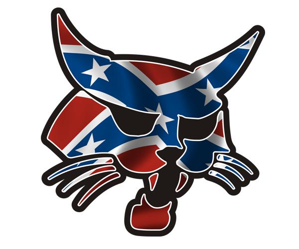 Rebel bobcat decal 5"x4.9" confederate flag dixie truck vinyl sticker (rh) zu1
