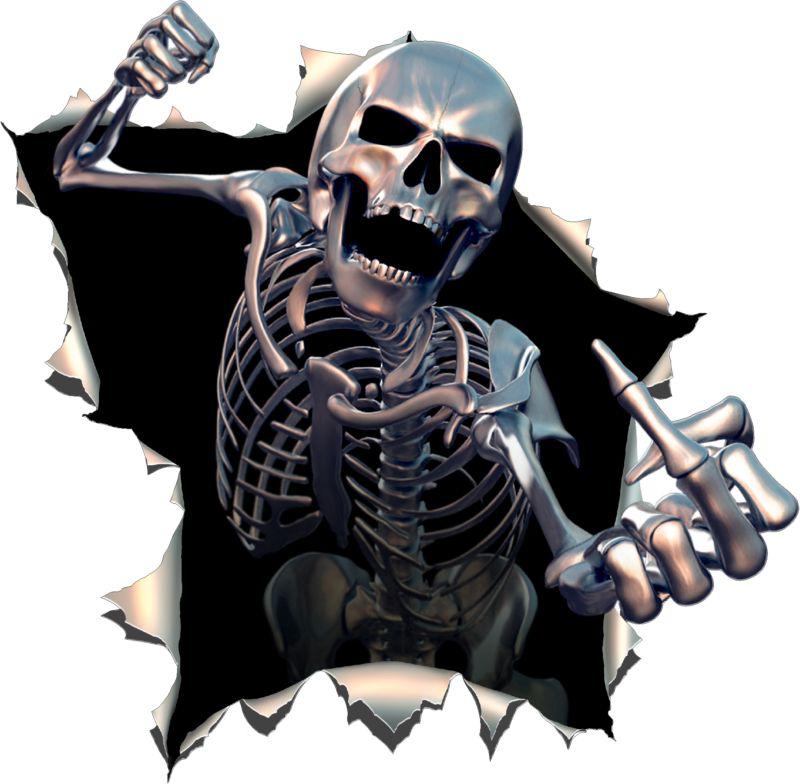 Angry skull skeleton middle finger sticker giving punch knuckles hit fist #36 fu