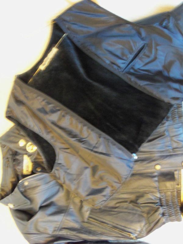 Prestige mens leather motorcycle jacket - size L, US $25.00, image 2