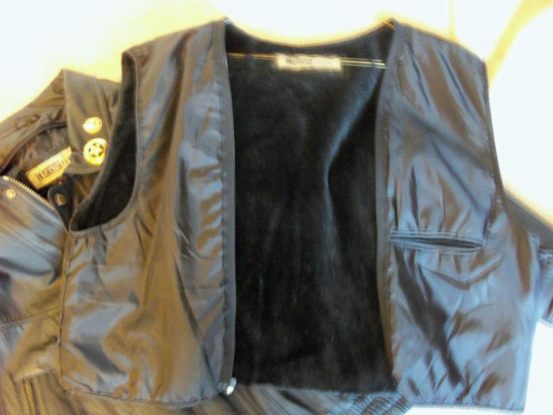 Prestige mens leather motorcycle jacket - size L, US $25.00, image 3