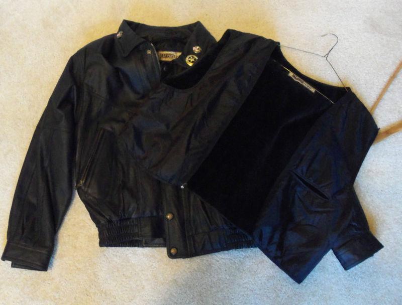 Prestige mens leather motorcycle jacket - size L, US $25.00, image 4