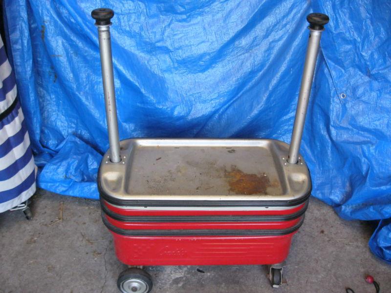 Old tool tray service cart collapsable rolling tool caddy  not made in usa 