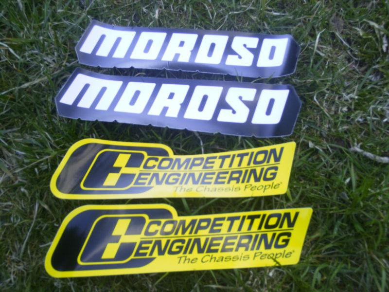 Two each competition engineering and  moroso  racing fender decal sticker 