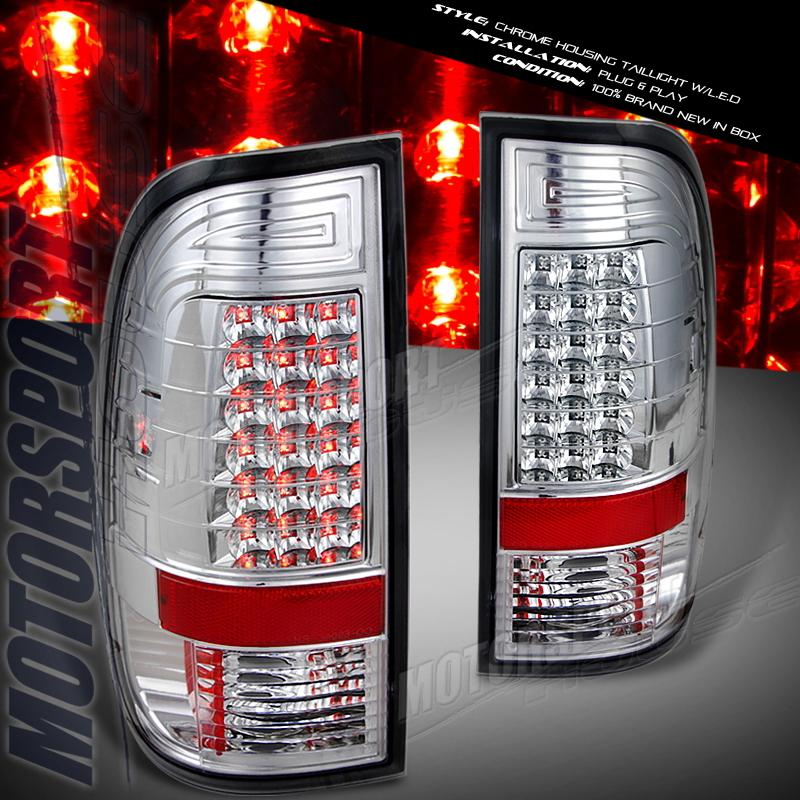 97-03 ford f150 99-07 f250 f350 styleside sd chrome housing led tail lights pair