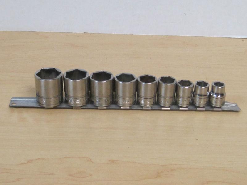 Snap on tools 3/8 drive 9 piece 6 point socket set 3/8" to 7/8"