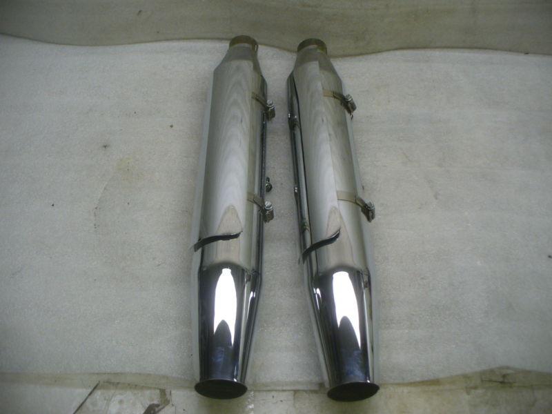 Find Harley 08 Softail OEM Tapered Mufflers With Heat Shields,C 64708