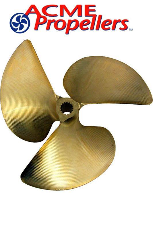 Acme 13 x 12 inboard propeller left hand nibral cupped splined bore 3 blade 843 
