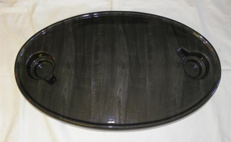 18" x 30" ebony wood grained boat table top  abs plastic 2 drink holders
