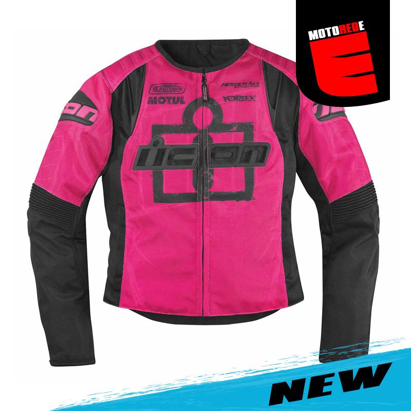 Icon overlord womens type 1 motorcycle textile jacket pink medium med m
