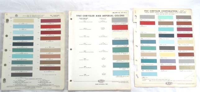 1961 chrysler dupont and ppg color paint chip chart all models original mopar 