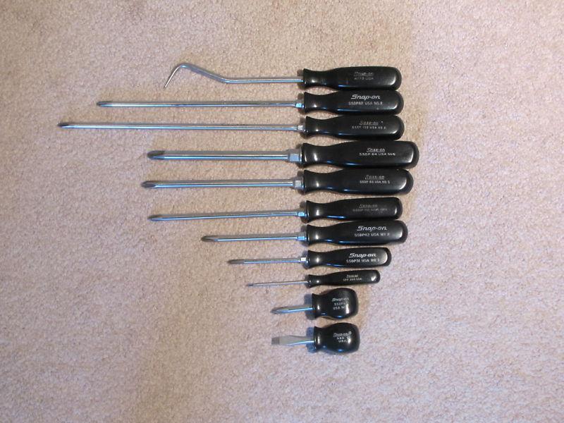 Snap on tools, 11 pc.vintage black screwdriver set