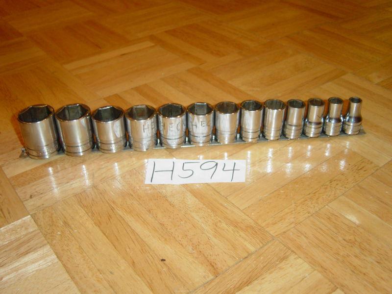 Snap on tools 13 piece 1/2 drive sae. short socket set 3/8 to 1-1/8