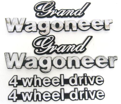 Jeep grand wagoneer 4 wheel drive emblem nameplate badge set lot 6pcs