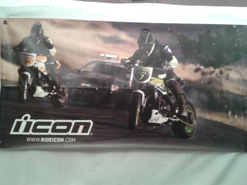 Icon motorcycle garage banner 48"x 24" 