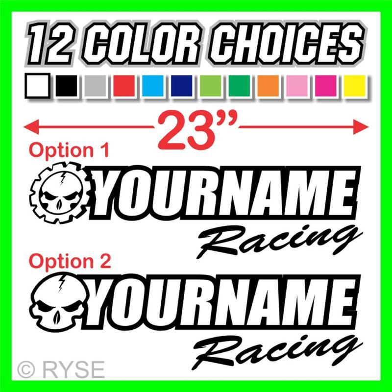 23" custom name race trailer skull decal mx atv motocross go kart sx sprint car