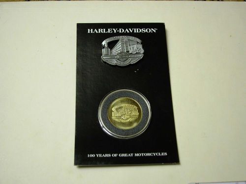 Harley rare 100th anniversary juneau avenue coin &amp; pin set cap vest made in usa