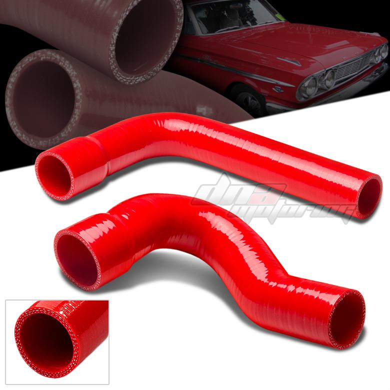 67-70 mustang/falcon/fairlane v8 red silicone direct fit radiator hose piping