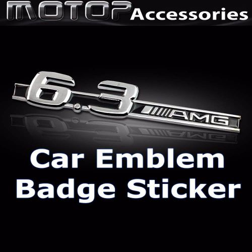 3d metal 6.3 amg logo racing front badge emblem sticker decal self adhesive