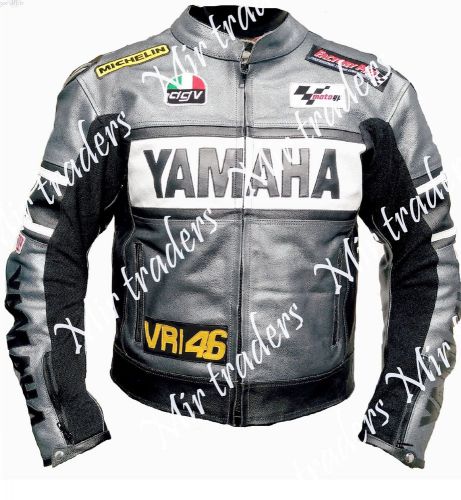 Yamaha gray motercycl racing leather jacket men's jacket : all size available