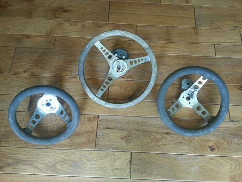 3 vintage 1960s 1970s chevy ford steering wheels the 500, wood, rubber