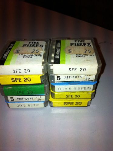 Bulk lot of 50 sfe 20 fuses -various brands still in small boxes - 10 packs of 5
