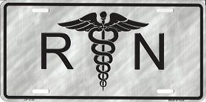 Rn registered nurse metal license plate